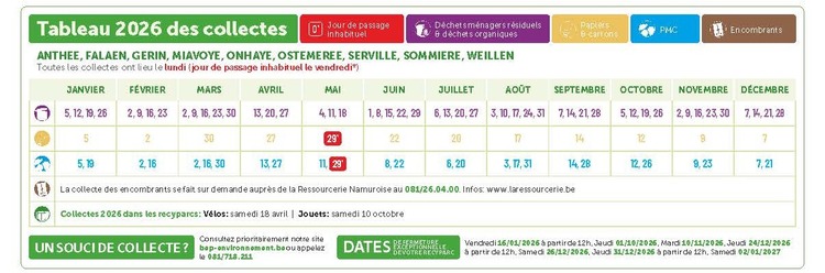 Calendrier 2026